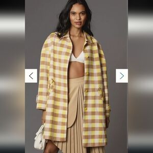 Maeve by Anthropologie Gingham Swing Jacket in a Yellow Size xs